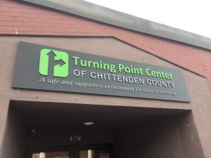 Turning Point Center sign above entrance to the Center